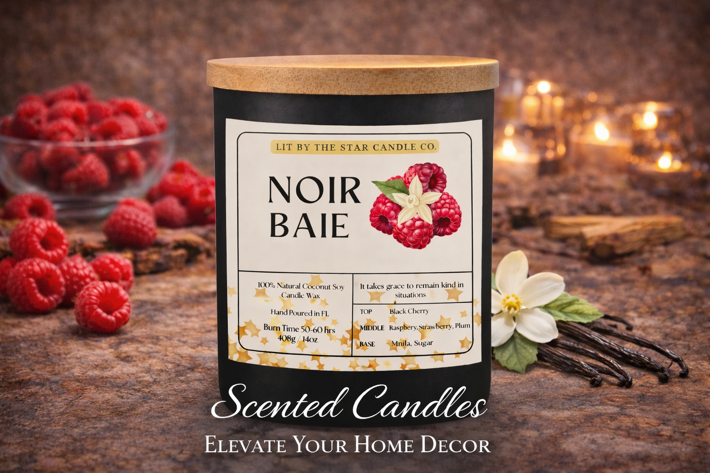 Noir Baie -  Matte Black Glass Coconut Soy Candle
