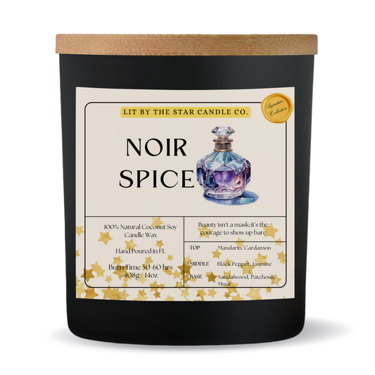 Noir Spice-  Matte Black Glass Coconut Soy Candle