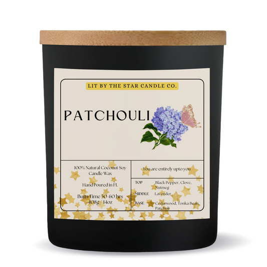 Patchouli -  Matte Black Glass Coconut Soy Candle