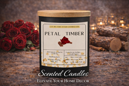 Petal Timber - Matte Black Glass Coconut Soy Candle