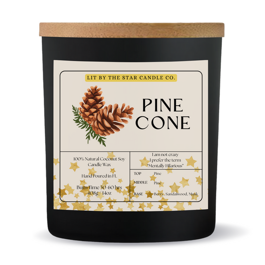 Pine Cone -  Matte Black Glass Coconut Soy Candle