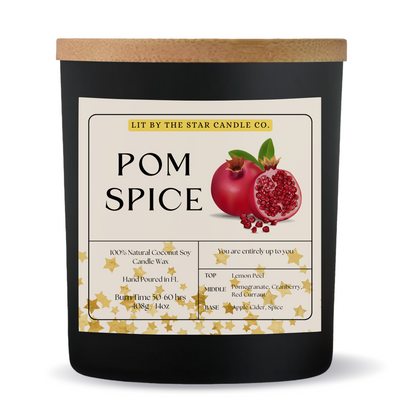 Pom Spice -  Matte Black Glass Coconut Soy Candle