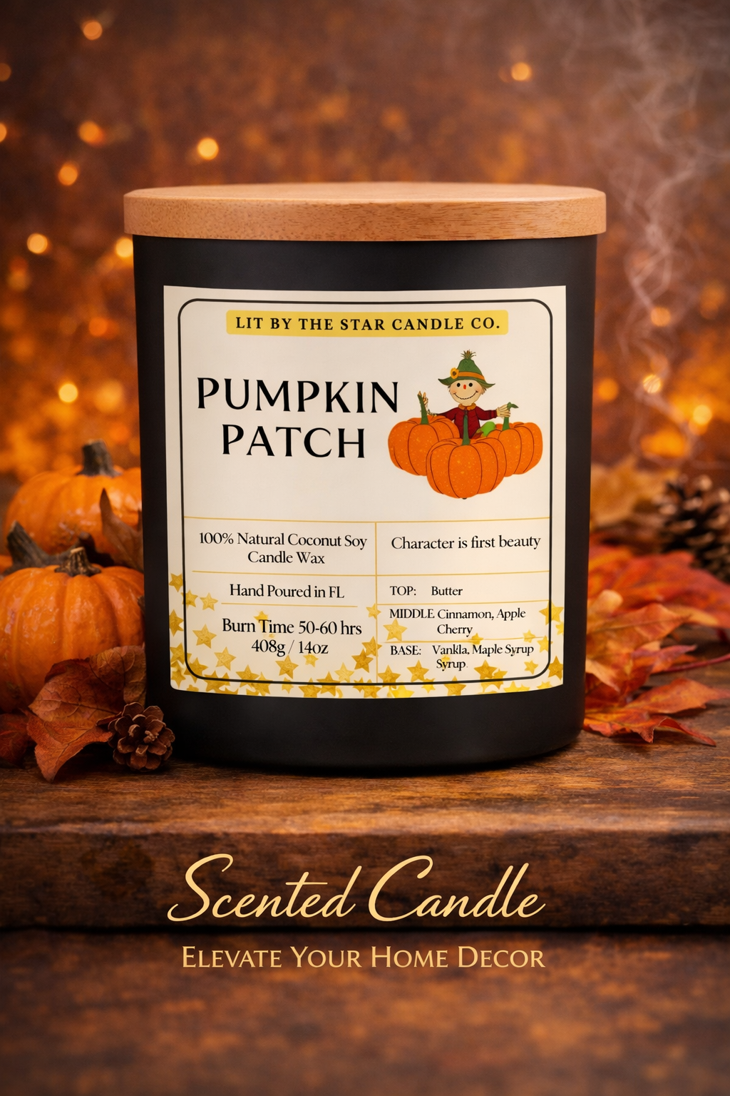 Pumpkin Patch -  Matte Black Glass Coconut Soy Candle