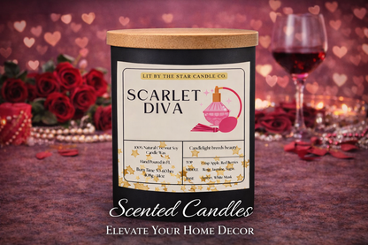 Scarlet Diva - Matte Black Glass Coconut Soy Candle