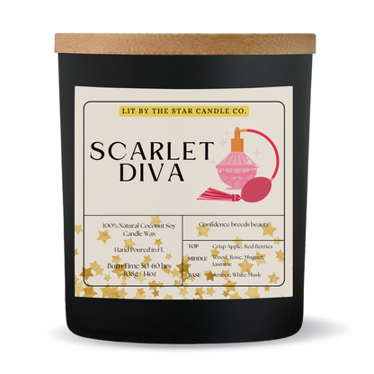 Scarlet Diva - Matte Black Glass Coconut Soy Candle