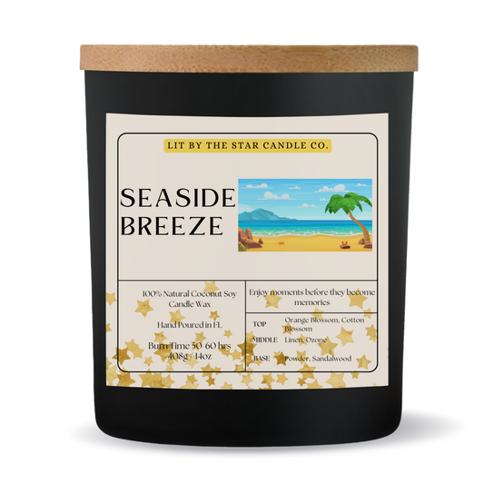 Sea Side Breeze -  Matte Black Glass Coconut Soy Candle