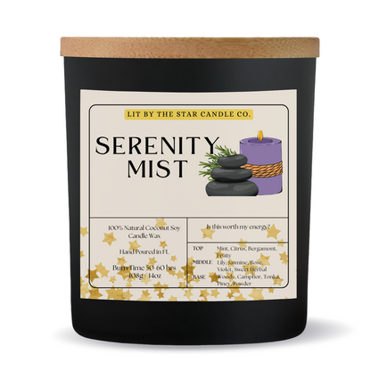 Serenity Mist - Matte Black Glass Coconut Soy Candle