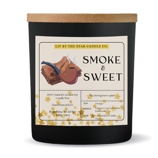 Smoke & Sweet -  Matte Black Glass Coconut Soy Candle