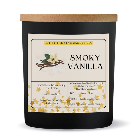 Smoky Vanilla -  Matte Black Glass Coconut Soy Candle