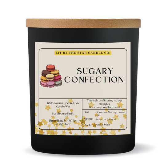 Sugary Confection - Matte Black Glass Coconut Soy Candle