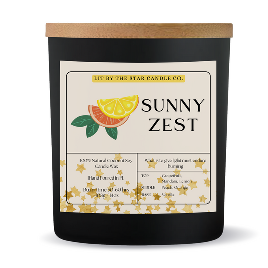 Sunny Zest -  Matte Black Glass Coconut Soy Candle