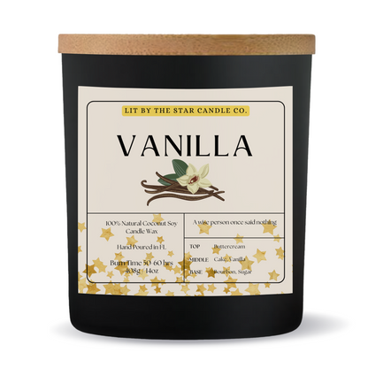 Vanilla -  Matte Black Glass Coconut Soy Candle