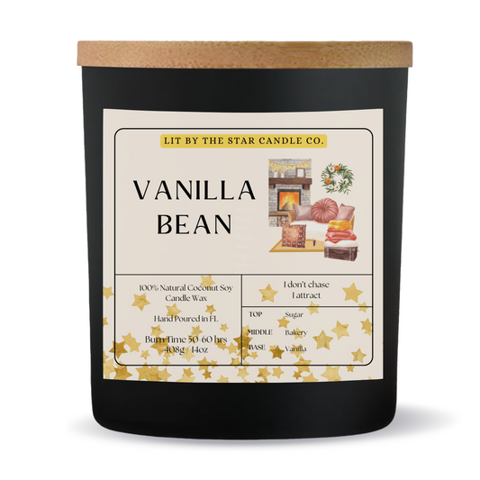 Vanilla Bean - Matte Black Glass Coconut Soy Candle