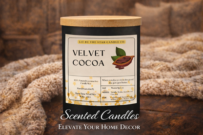 Velvet Cocoa -  Matte Black Glass Coconut Soy Candle