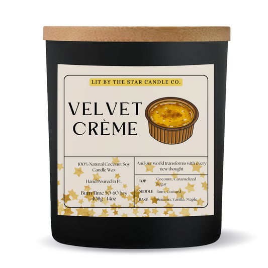 Velvet Creme -  Matte Black Glass Coconut Soy Candle