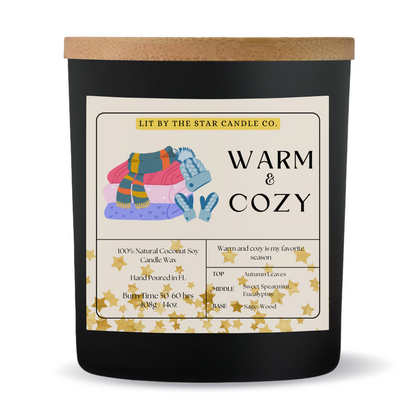 Warm & Cozy -  Matte Black Glass Coconut Soy Candle