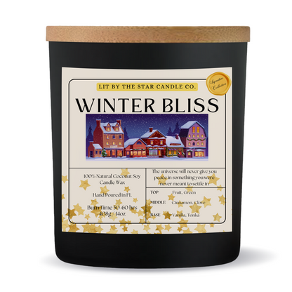 Winter Bliss -  Matte Black Glass Coconut Soy Candle